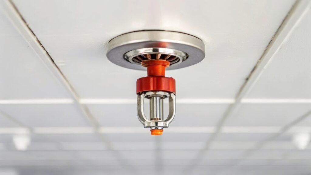 Nahaufnahme einer Sprinkleranlage an Decke in Gebäude | Brandwache Aufgaben